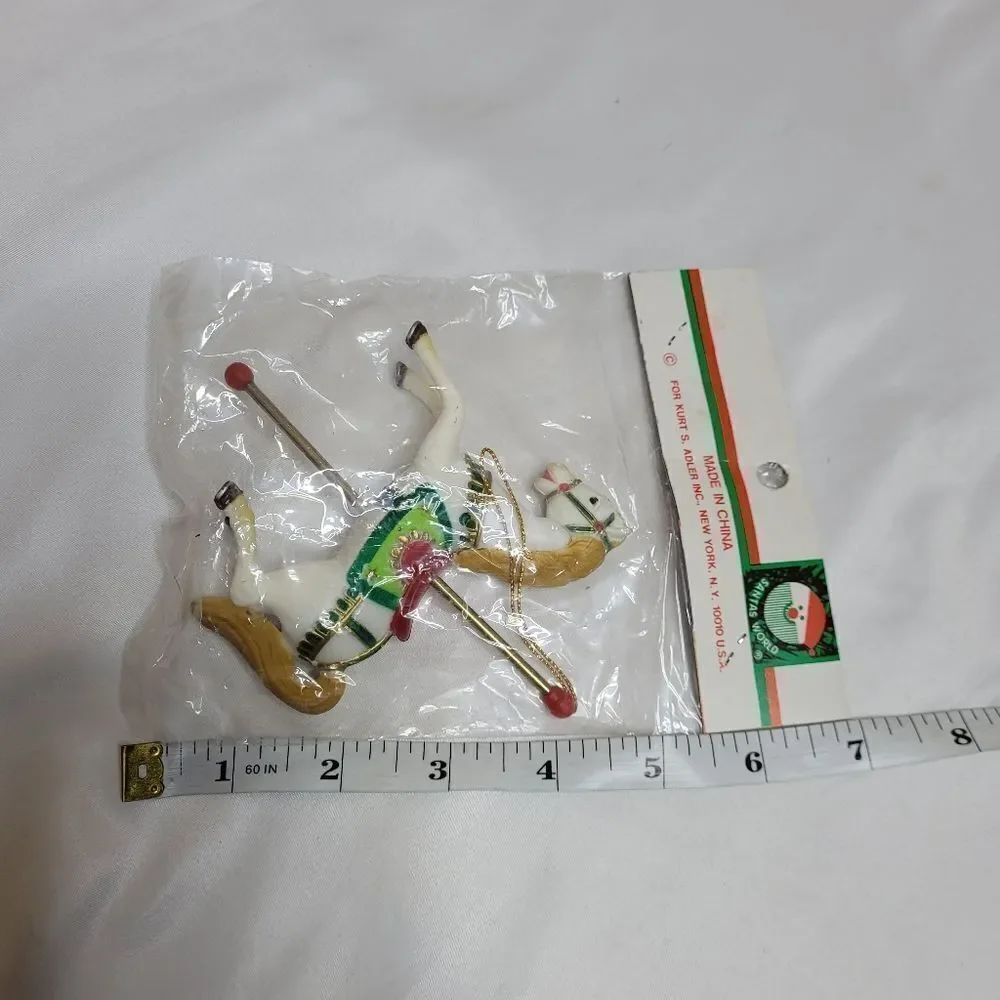 VINTAGE 90s carousel merry go round‎ horse Christmas tree ornament NIB
